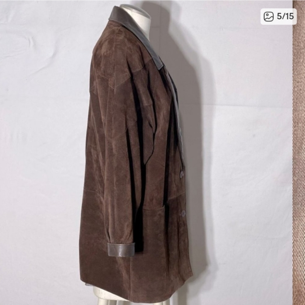 VINTAGE Marquis Brown 100% Suede Leather Jacket - Picture 5 of 16